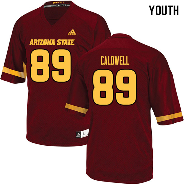 Youth #89 Jarick Caldwell Arizona State Sun Devils College Football Jerseys Sale-Maroon